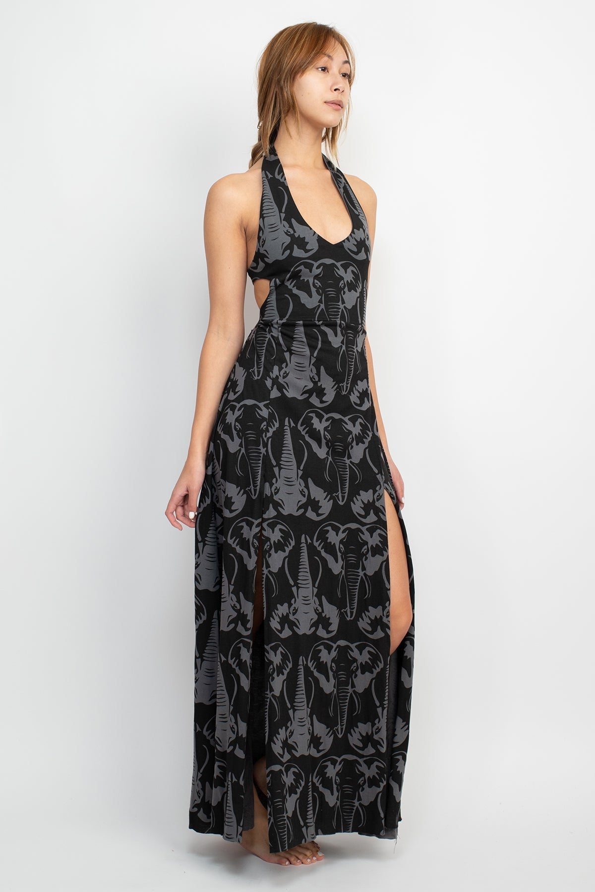 Elephant Head Tie Back Maxi Dress