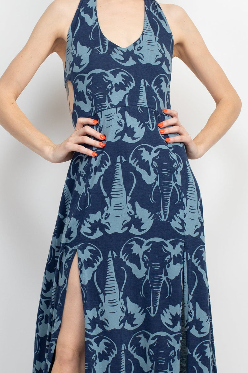 Elephant Head Tie Back Maxi Dress