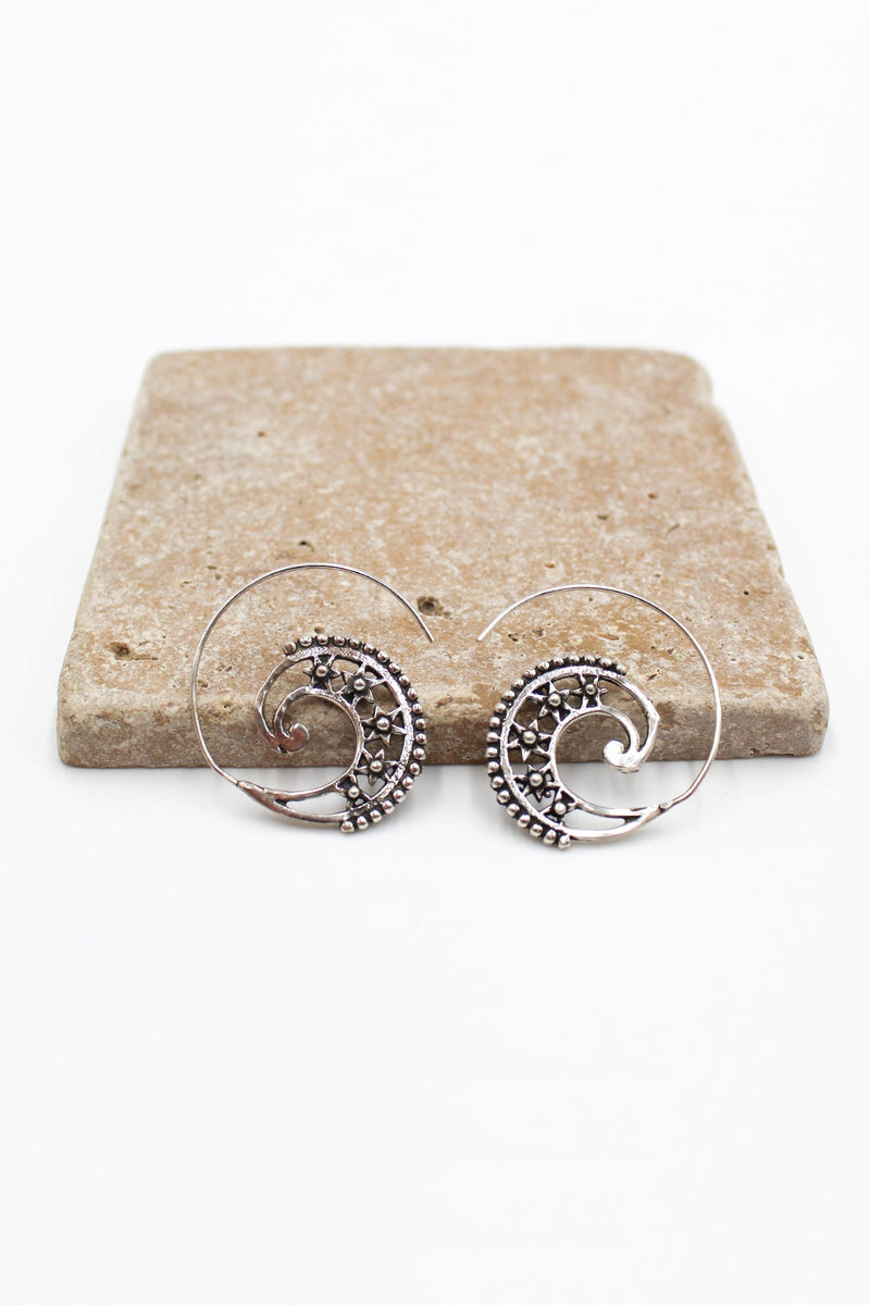 Star Spiral Hoop Earrings