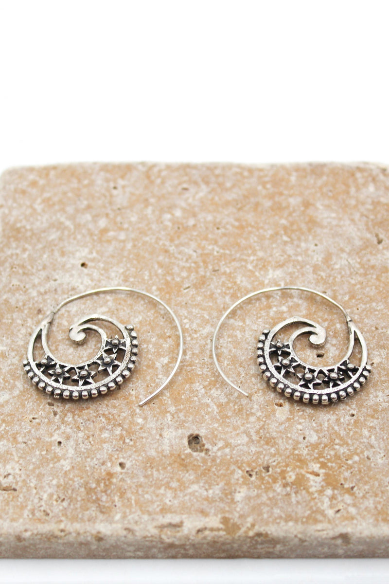 Star Spiral Hoop Earrings