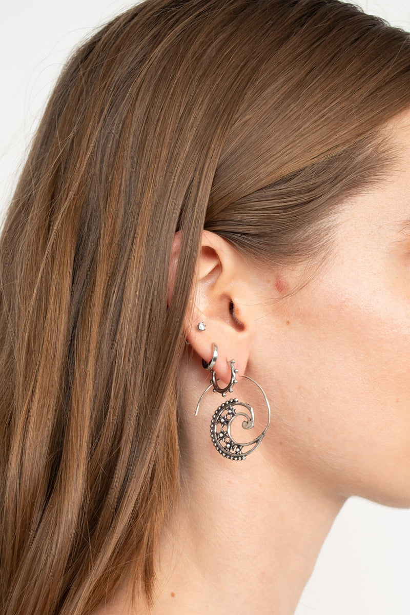 Star Spiral Hoop Earrings