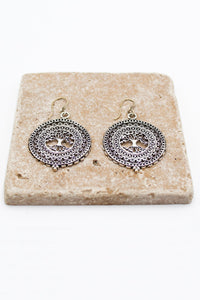 Mandala Tree of Life Hook Earrings