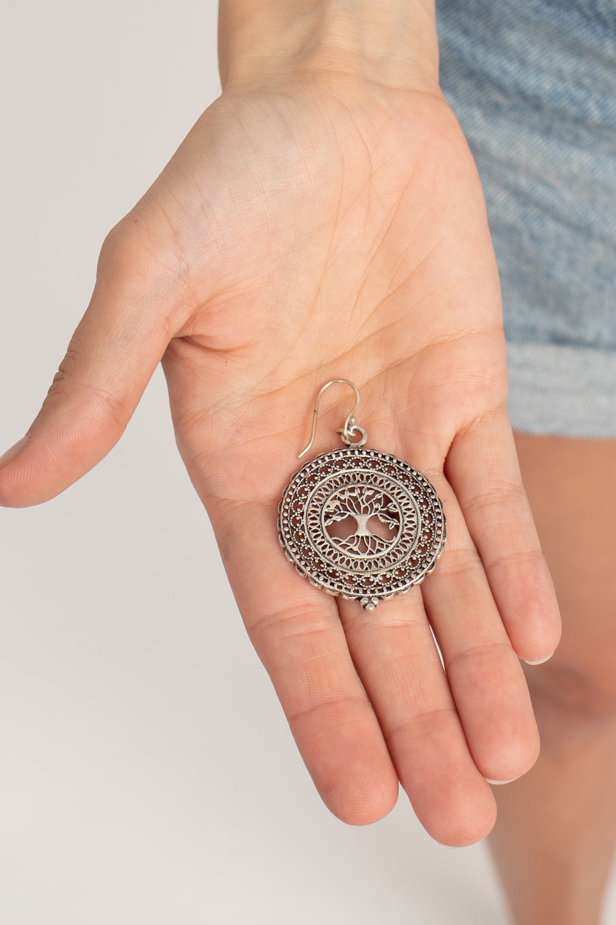 Mandala Tree of Life Hook Earrings