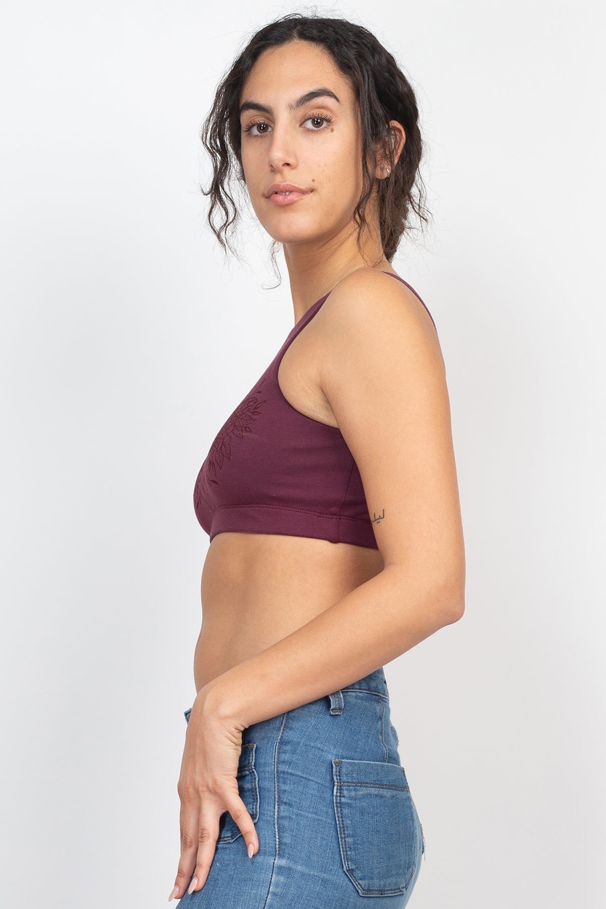 Soul Searching Printed V-Back Organic Cotton Bralette