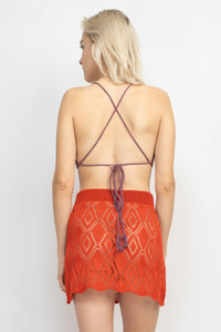 Tow Tone Crochet halter Top