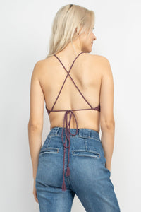 Tow Tone Crochet halter Top