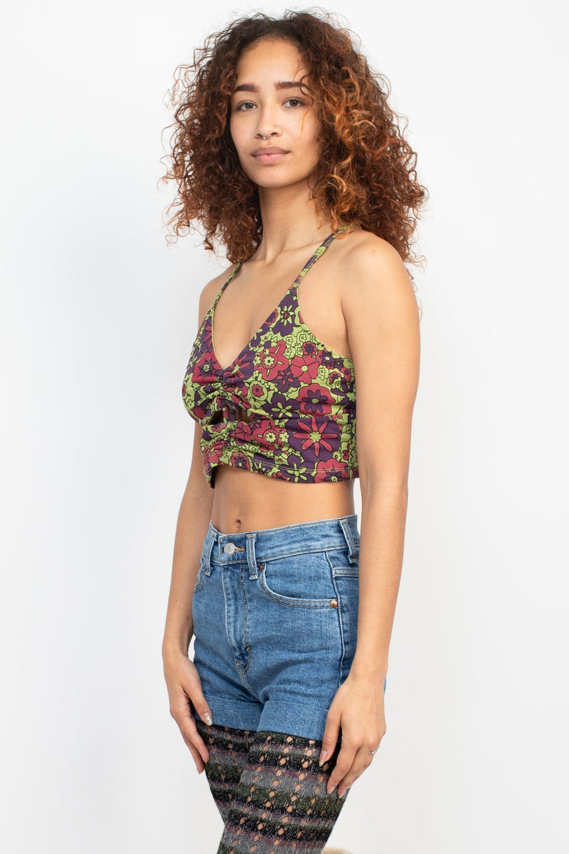 60s Floral Yoga Top