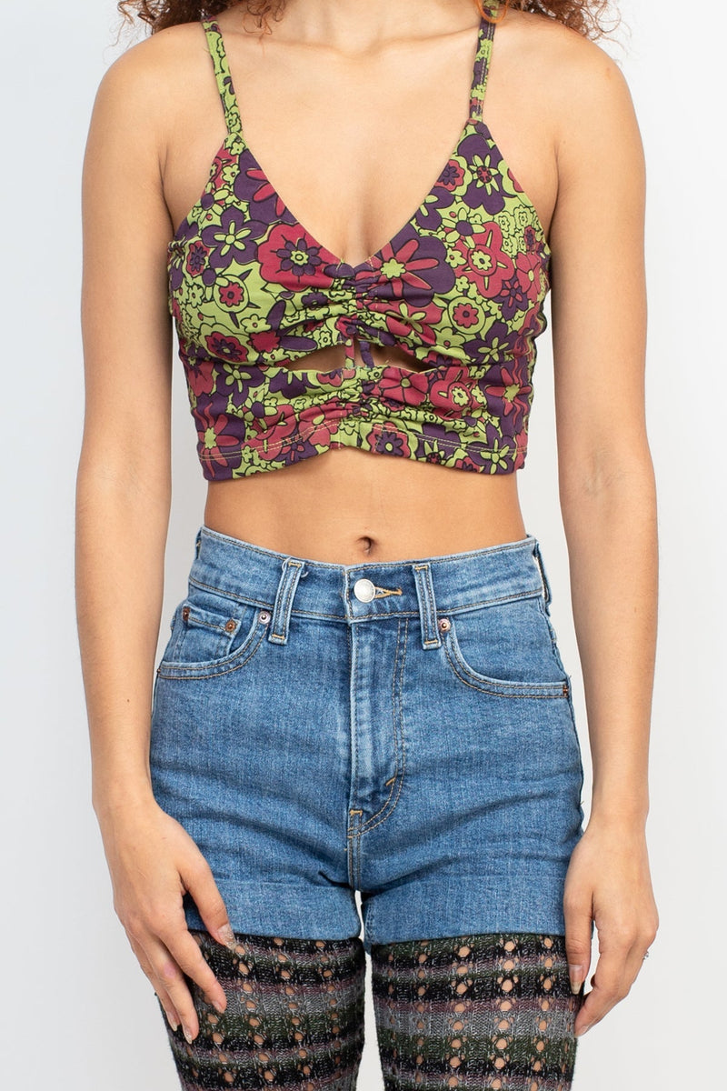 60s Floral Yoga Top