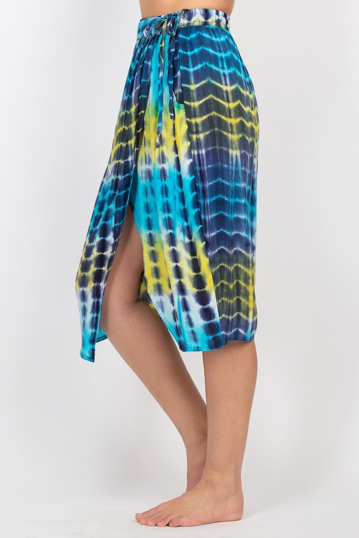 Colorful Tie-Dye Wrap Midi Skirt