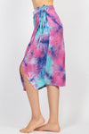 Colorful Tie-Dye Wrap Midi Skirt