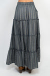 Stripe Tiered Maxi Skirt