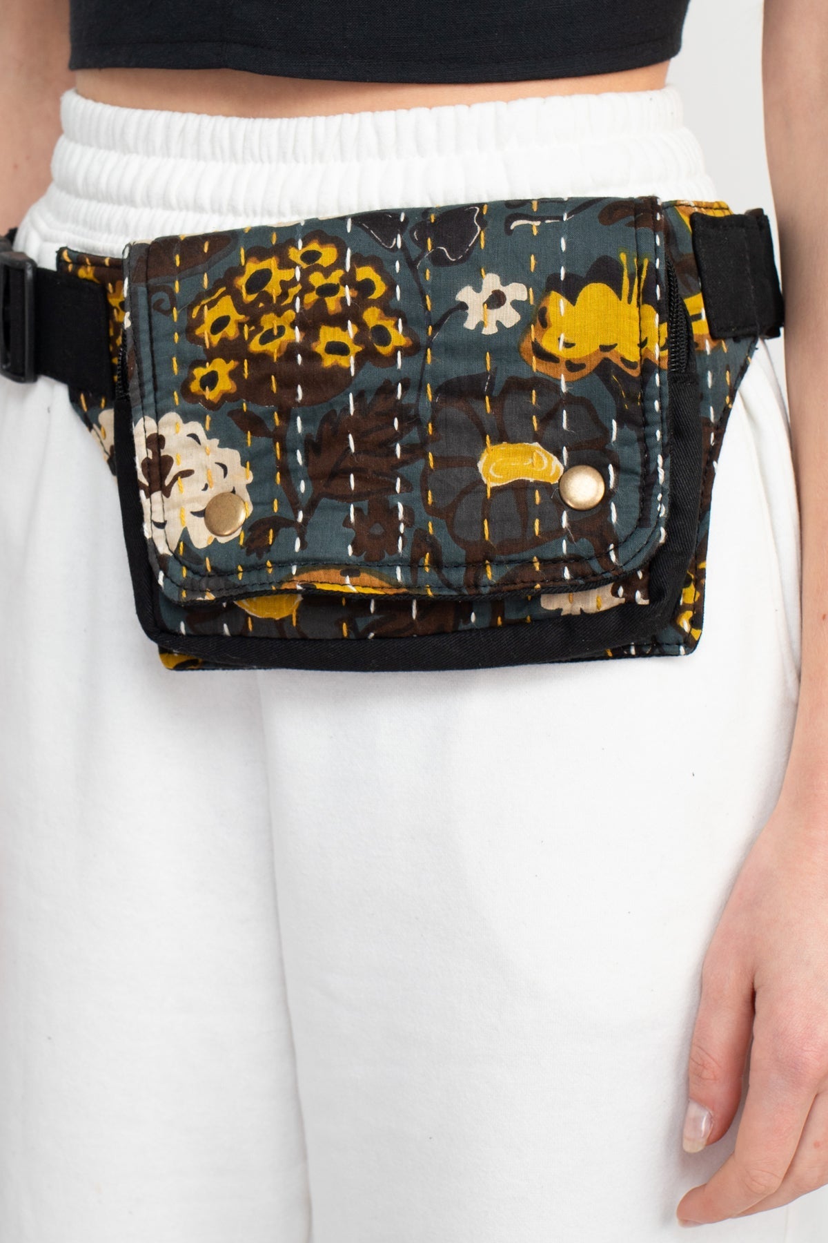 Mushroom Kantha Belt Bag