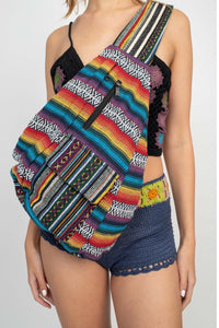 Multi Stripe Crossbody Sling Backpack