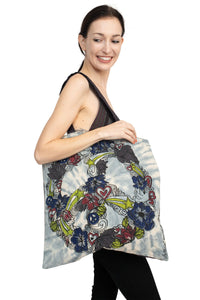 Floral Peace Sign Tote Bag